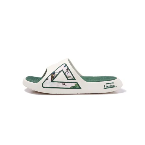 PEAK Tai Ji2.0 Slide Slippers Men's Canvas White Dark Green