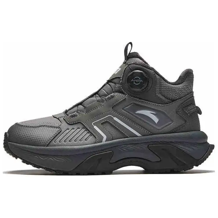 Anta Boundless, Fleece Lined Comfortable Slip Resistant Abrasion Resistant High top Casual Shoes Men's Gray