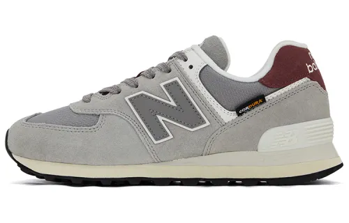 New Balance NB 574 fabric cow split leather, gray series, comfortable, shock-absorbing, non-slip, wear-resistant, breathable, wrapped, balanced and lightweight, low-cut running shoes, same style for men and women, gray red