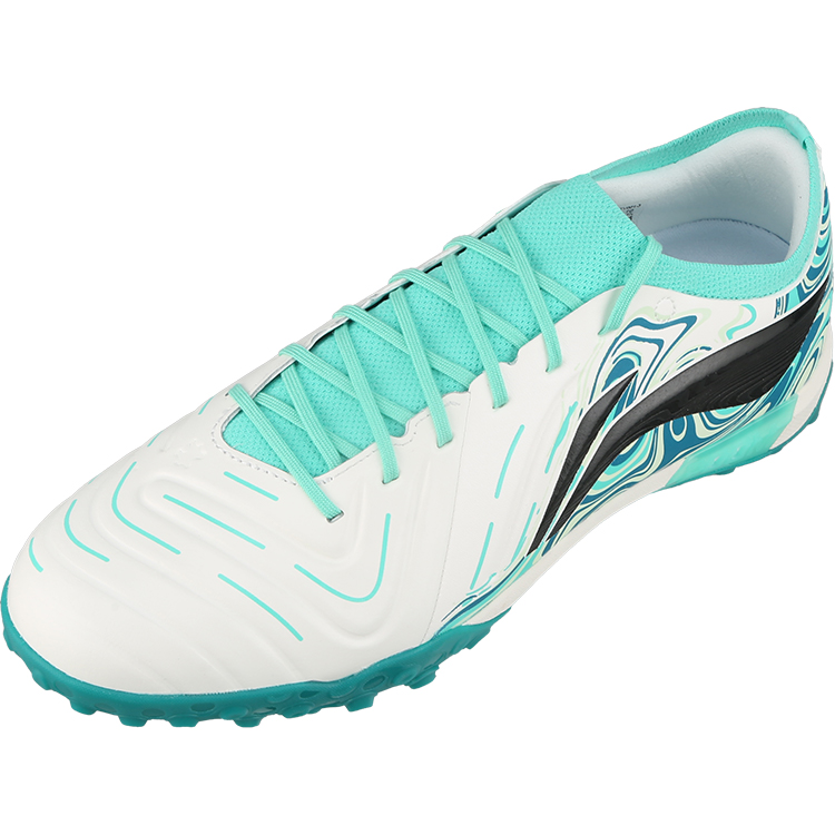 Li Ning TF Turf Artificial Turf Slip Resistant Abrasion Resistant Soccer Shoes Unisex White Green