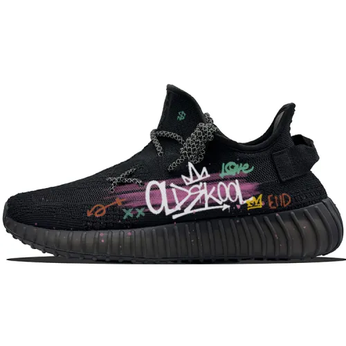Adidas Originals Yeezy Boost 350 V2 Slip Resistant Abrasion Resistant Low top Casual Shoes Unisex Black White