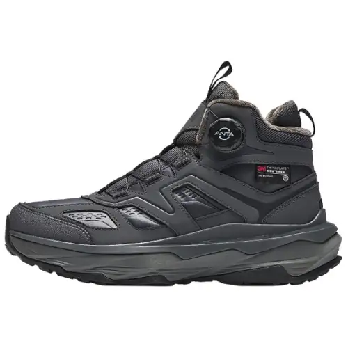 Anta Yueliang 2 Fleece Lined Trendy Slip Resistant Abrasion Resistant High top Casual Shoes Men's Black Gray