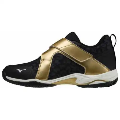 Mizuno Wave Diverse LG LITE 2 Slip Resistant Low top Casual Shoes Unisex Black White Gold