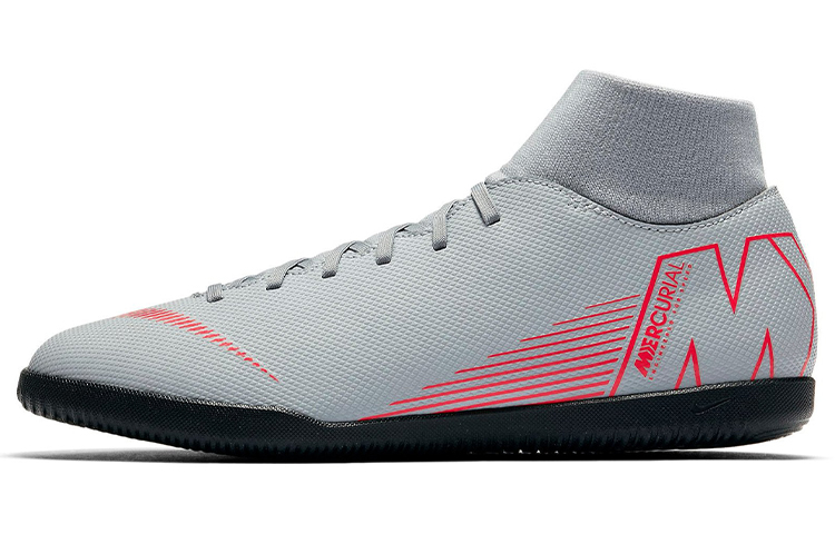 Nike Mercurial Superfly 6 Comfortable IC/IN Indoor Kangaroo Leather Shock Absorbing Anti-Slip Wear Resistant Lightweight Football Shoes Men's Gray