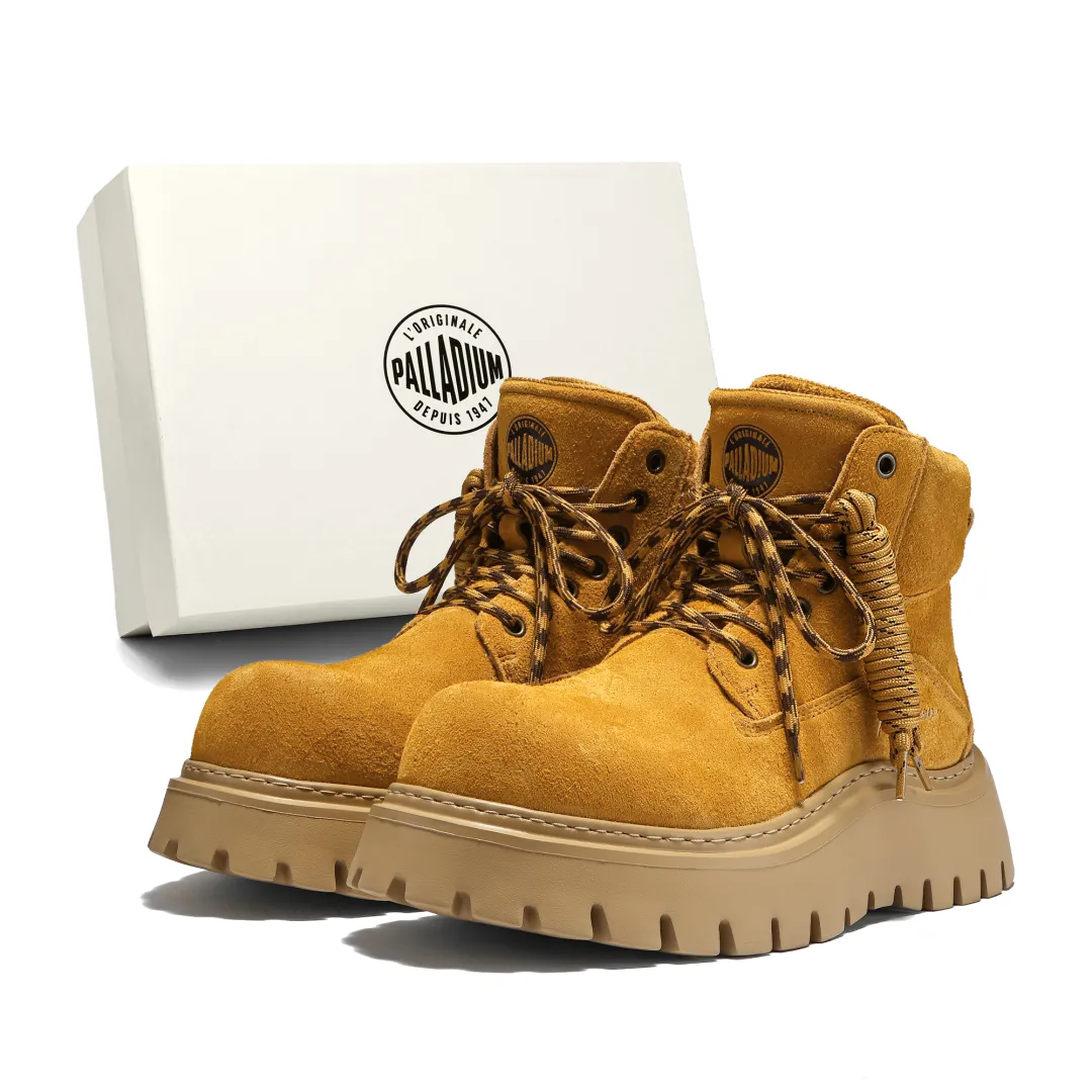 Palladium Combat Boots Unisex Yellow Brown, Chestnut Brown, Olive Green