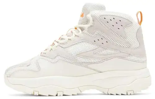 FILA Ranger Collection Leather, Textile High top Casual Shoes Men's White Gray Orange