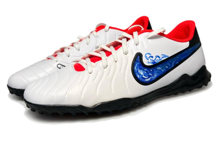 Nike Tiempo Legend 10 Graffiti TF Turf Artificial Turf Slip Resistant Abrasion Resistant Soccer Shoes Men’s White
