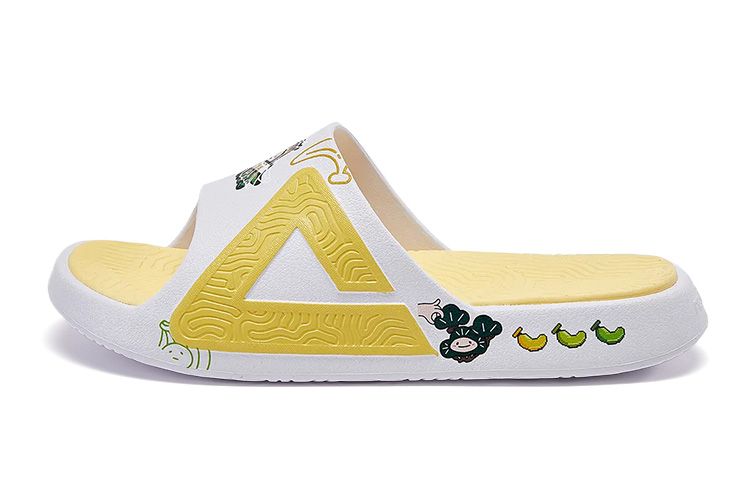 IDX x Peak State 1.0 Guochuang-No Anxiety Trendy Casual Cute Graffiti Versatile at home and out on the street Non-slip shock-absorbing wear-resistant slippers Same style for men and women Large white and bright yellow