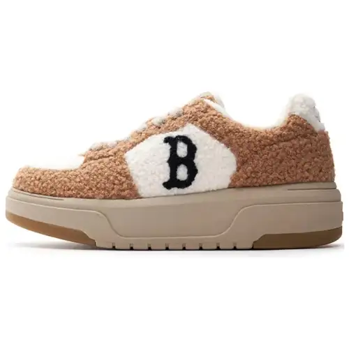 MLB Chunky Liner Cushioning Slip Resistant Low top Casual Shoes Unisex White Brown