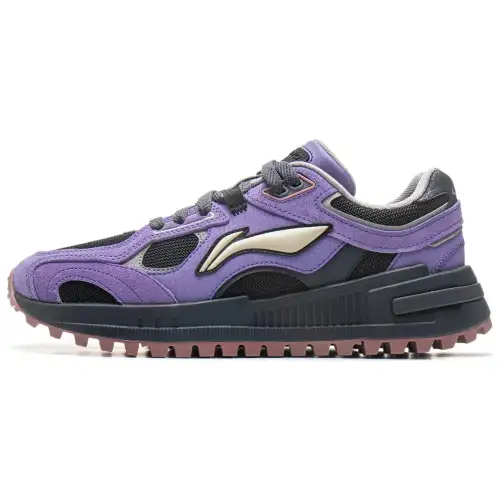 Li Ning Riding The Wind 2.0 Slip Resistant Abrasion Resistant Low top Casual Shoes Women's Purple Black