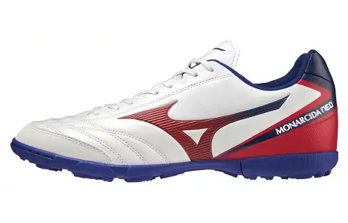 Mizuno Monarcida TF Turf Slip Resistant Soccer Shoes Unisex White Red Blue