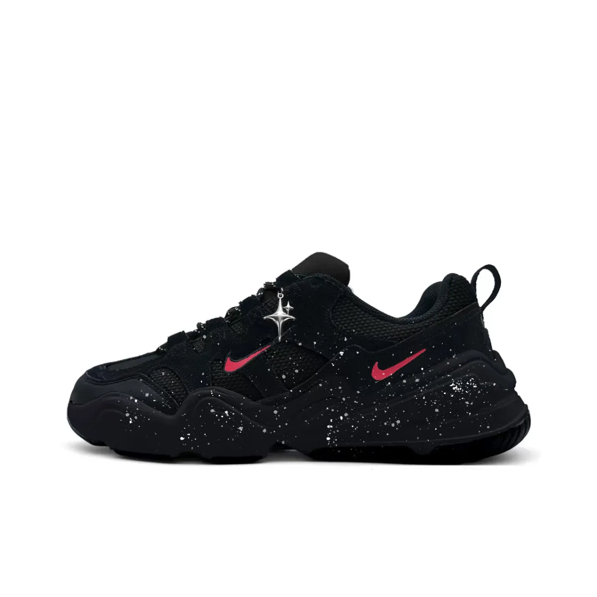 Nike Tech Hera Starry Sky Suede Slip Resistant Abrasion Resistant Low top Casual Shoes Unisex Black Red