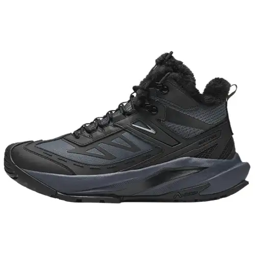 Anta Tan Yue Fleece Lined Comfortable Slip Resistant Thermal High top Casual Shoes Men's Gray Black