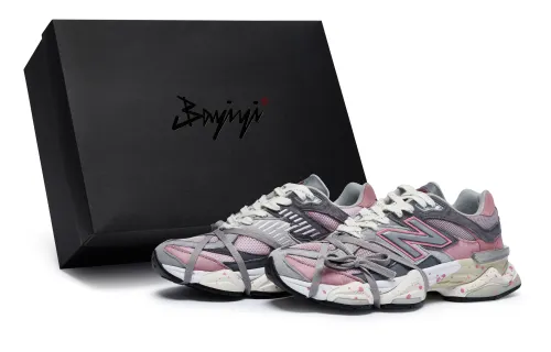 New Balance NB 9060 811 Manufacturing, Gray Pink Girl, Special Shoe Box Slip Resistant Lightweight Non slip Lightweight