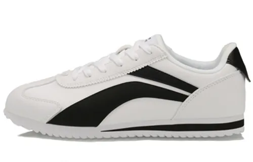 Li Ning Synthetic Leather Classic Breathable Low top Casual Shoes Women's White Black