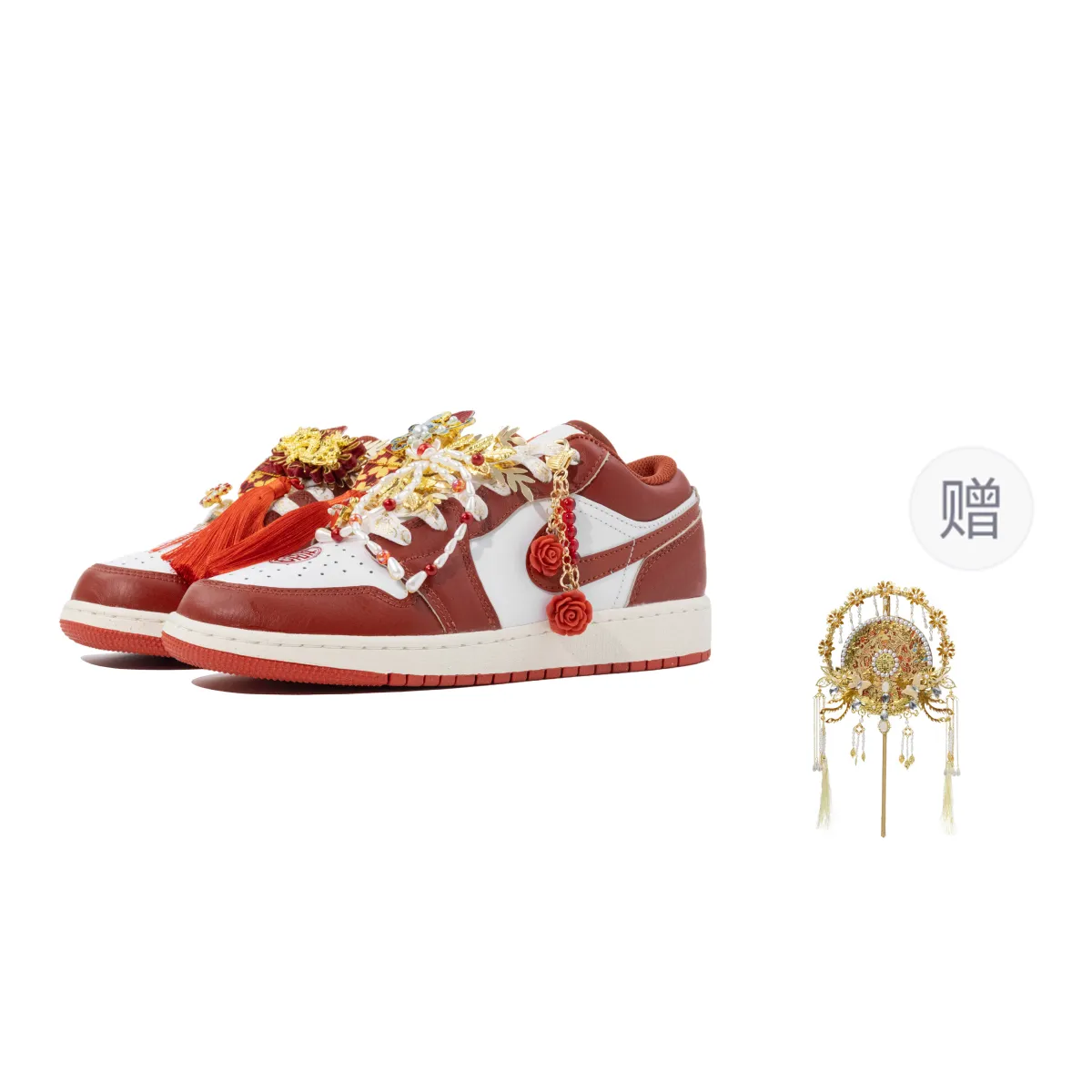 Jordan Air Jordan 1 Auspicious Dragon And Phoenix Low top Casual Shoes Unisex Red