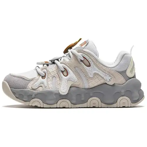 Anta Milkshake Synthetic Leather Breathable, Abrasion Resistant, Lightweight Low top Casual Shoes Women's Beige Gray