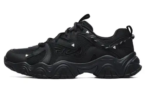 FILA Fluid 4 Cat Paw 4.0 Textile, Synthetic Leather Breathable Lightweight Rebound Low top Casual Shoes Men's Black