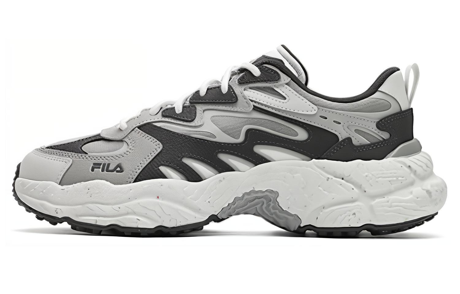 FILA Fern Sneakers Textile, Synthetic Leather Abrasion Resistant Low top Casual Shoes Men's Raven Gray