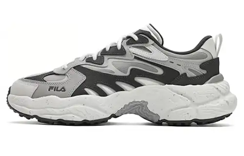FILA Fern Sneakers Textile, Synthetic Leather Abrasion Resistant Low top Casual Shoes Men's Raven Gray