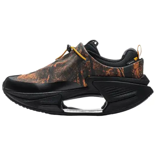 Li Ning Cushioning Slip Resistant Rebound Low top Casual Shoes Men's Black Orange