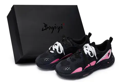 FILA Waterproof And Moisture Wicking Low top Casual Shoes Men's Black Rose Red White