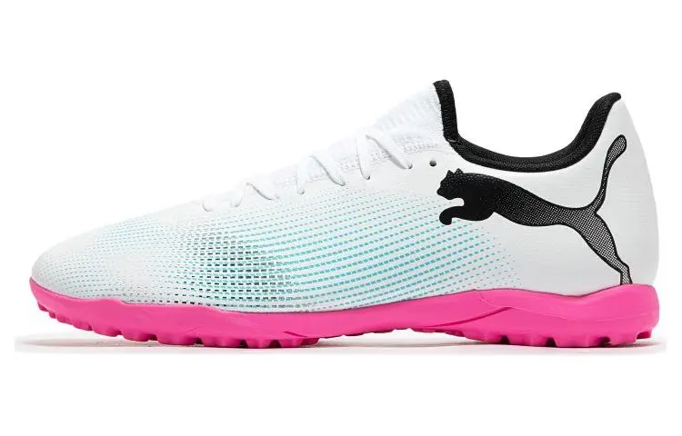 PUMA FUTURE 7 PLAY TT Turf Mesh Soccer Shoes Men's White Blue