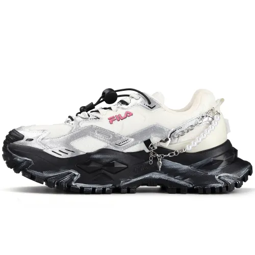 FILA FUSION Bianco Pink Moving Silver Machine Slip Resistant And Abrasion Resistant Coverage Low top Casual Shoes