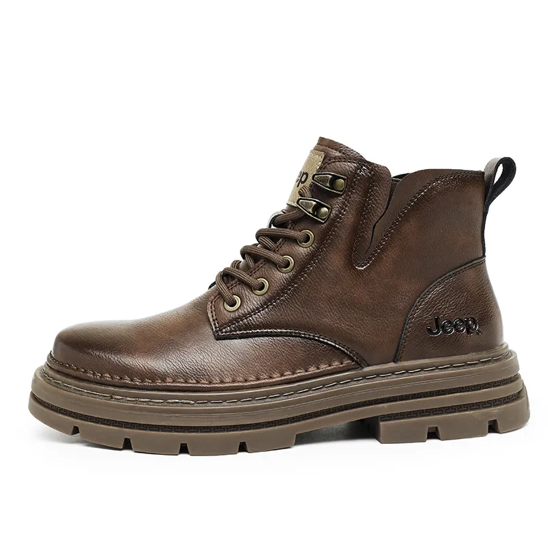 Jeep Combat Boots Men's Black, Chestnut Brown