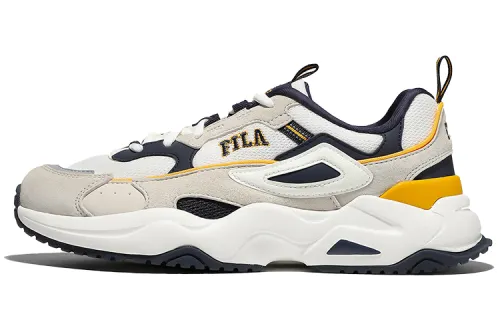FILA Rayflide Textile, Synthetic Leather Low top Casual Shoes Unisex Blue Yellow Korean Style
