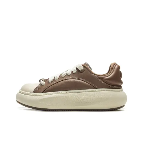 Li Ning Yun You C4D Slip Resistant Abrasion Resistant Low top Casual Shoes Women's Brown Yellow