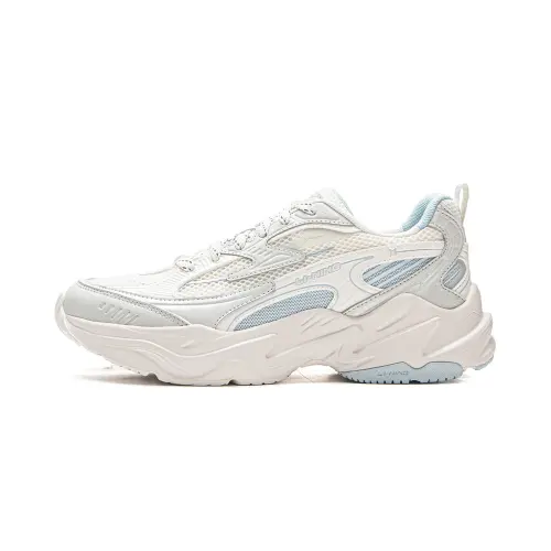 Li Ning Meteor Cushioning Slip Resistant Abrasion Resistant Support Low top Casual Shoes Women's White Gray Blue