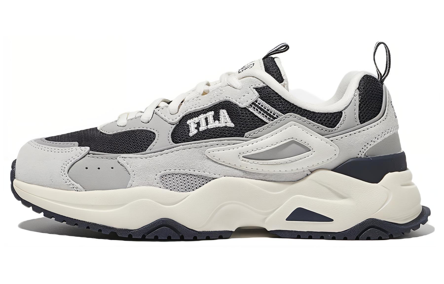 FILA Rayflide Leather Comfortable Cushioning Abrasion Resistant Low top Casual Shoes Unisex Gray Black Korean Style
