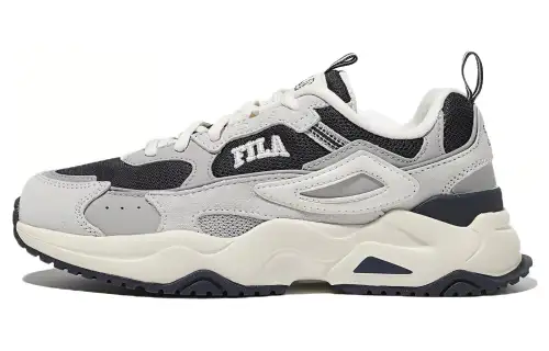 FILA Rayflide Leather Comfortable Cushioning Abrasion Resistant Low top Casual Shoes Unisex Gray Black Korean Style