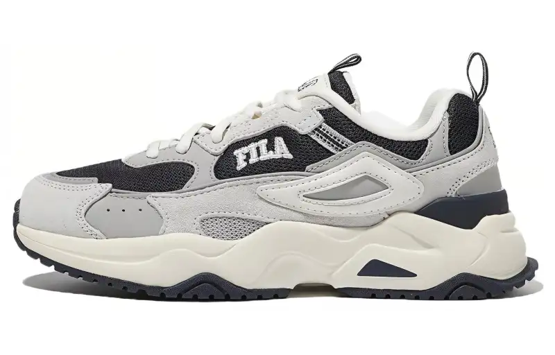 FILA Rayflide Leather Comfortable Cushioning Abrasion Resistant Low top Casual Shoes Unisex Gray Black Korean Style