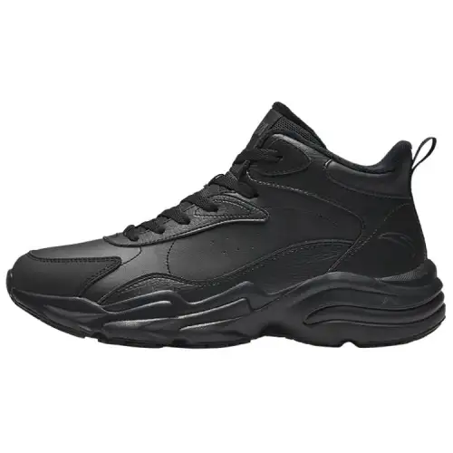 Anta Planet, Trendy Versatile, Fleece Lined Thermal Slip Resistant Mid top Casual Shoes Men's Black