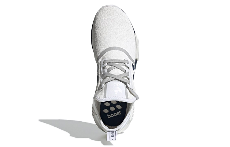 Кроссовки adidas originals NMD_R1 (белый / серебристый / синий) — фото 5