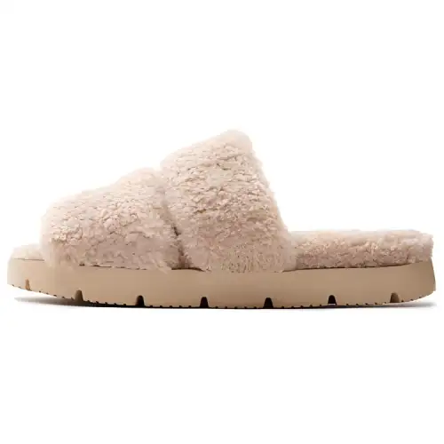 MLB Slipper Fashion, Fleece Lined Skeleton Odor Resistant, Abrasion Resistant Slide Slippers Unisex Light Brown