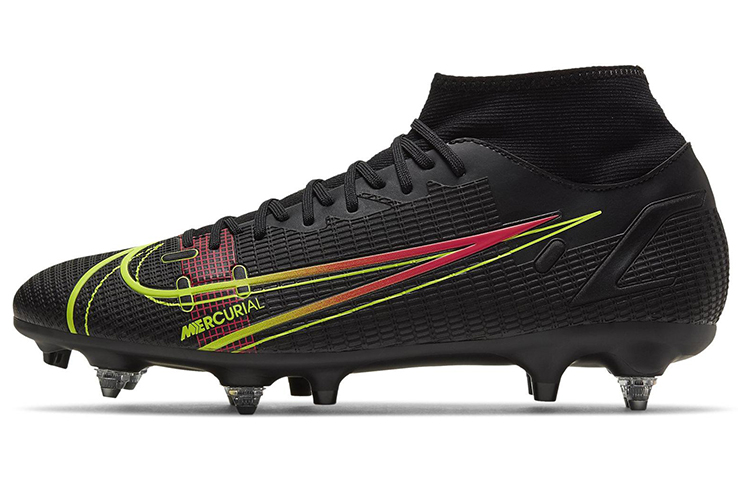 Nike Mercurial Superfly 8 14 Academy SG Pro mid-top soft grass football boots black
