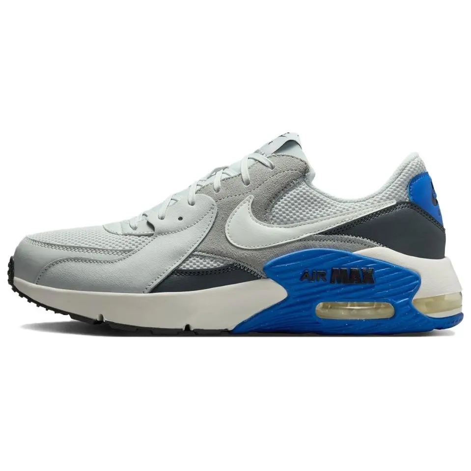 Nike Air Max Excee Leather Cushioning, Wear-Resistant Low-top Casual Shoes Men's Gray Blue