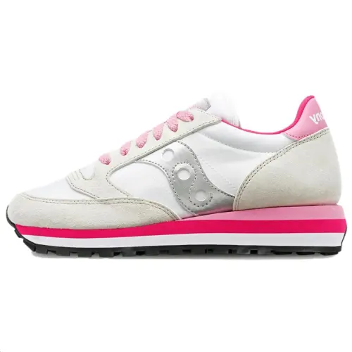 Saucony Jazz Triple Slip Resistant Abrasion Resistant Low top Casual Shoes Women's White Gray Pink