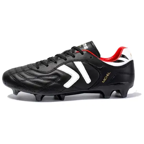 KELME FG Firm Ground Cow Leather, Synthetic Leather Soccer Shoes Men's Black White