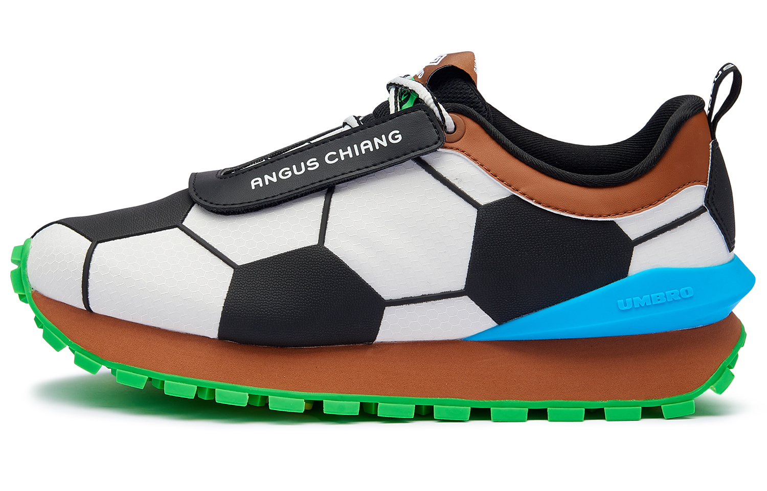 CHIANGUS x umbro ANGUS CHIANG designer joint series fabric gloves Velcro football pattern thick sole shock-absorbing non-slip wear-resistant low-cut lifestyle shoes men's white black green