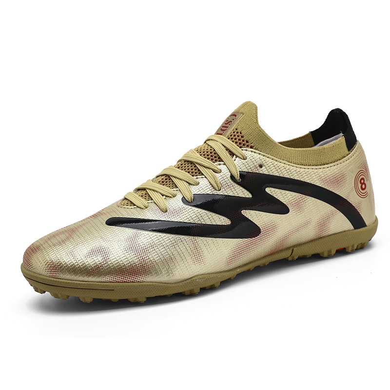 MEKY Soccer Shoes Unisex Low Top Black/Gold/Cyan