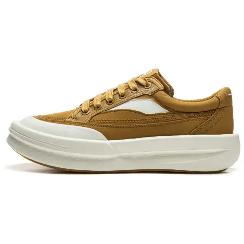 Li Ning Slip Resistant Abrasion Resistant Low top Casual Shoes Unisex Gold Brown
