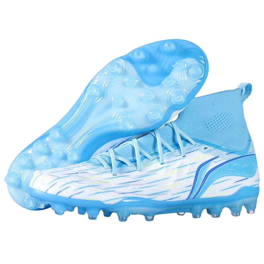 Li Ning MG Multi Ground Soft Ground Cushioning Breathable Soccer Shoes Men’s White Blue