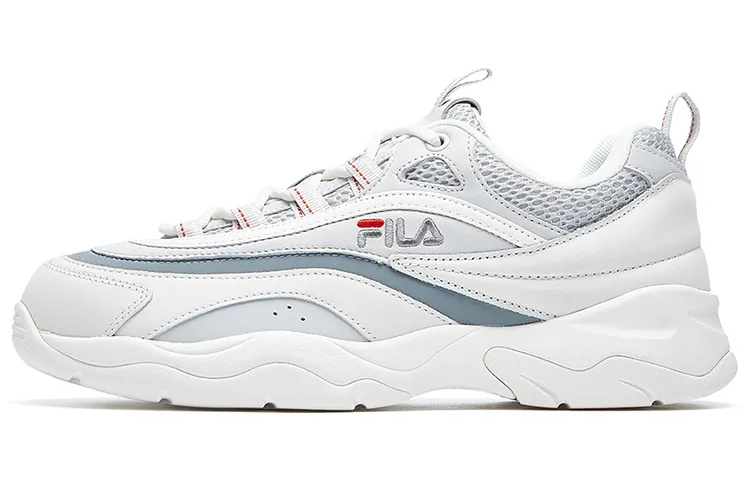 FILA Ray Textile, Synthetic Leather Low top Casual Shoes Men's White Gray