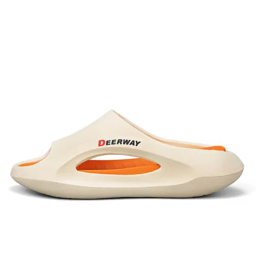 DEERWAY Slide Slippers Men's Beige Orange/Black/White