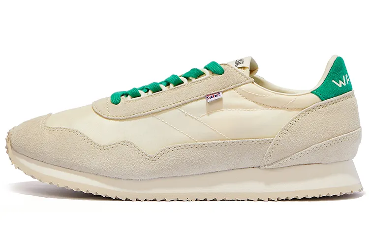 Norman Walsh Esl Lite Collection Vintage Jogging Butter Suede, Textile Low top Casual Shoes Unisex Beige White Green