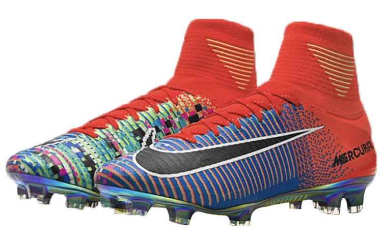 Мужские бутсы Nike Mercurial Superfly 5 EA Sports EA FG (оранжевый) — 腥红/照片蓝/荧光绿/黑 — фото 2